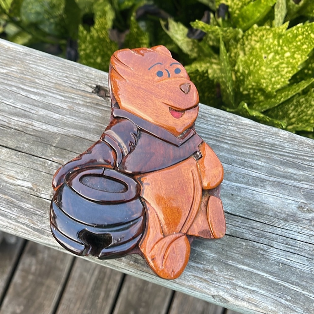 Vintage Winnie the Pooh secret wooden puzzle box